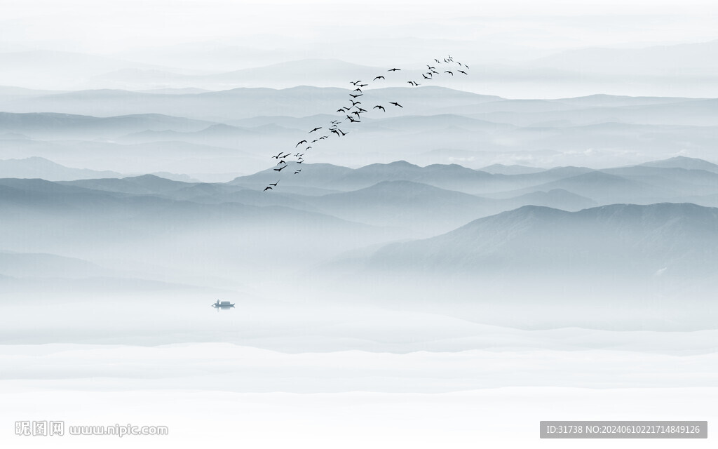 公司前台山水画背景墙