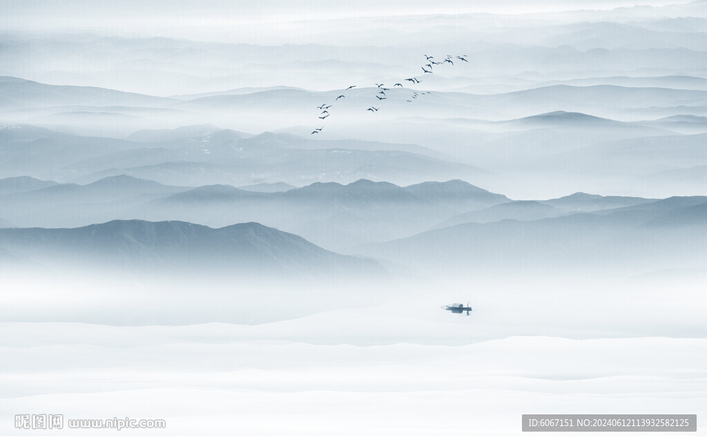 新中式水墨山水画背景墙