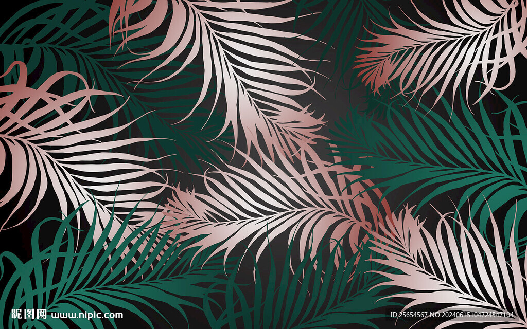 热带植物工装背景墙