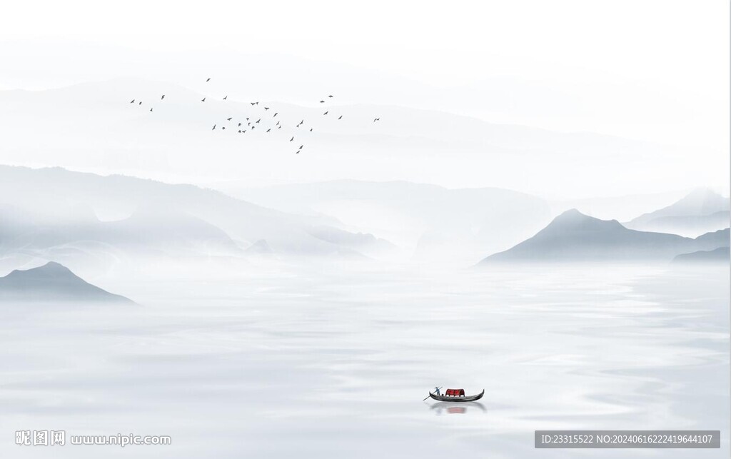 中式山水山河背景墙