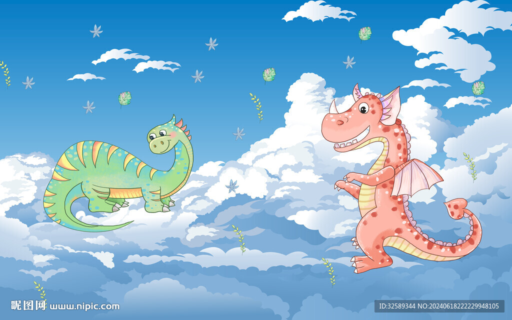 卡通恐龙背景墙