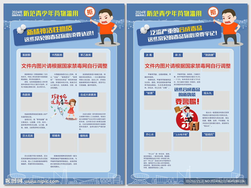 国际禁毒日科普知识海报模板
