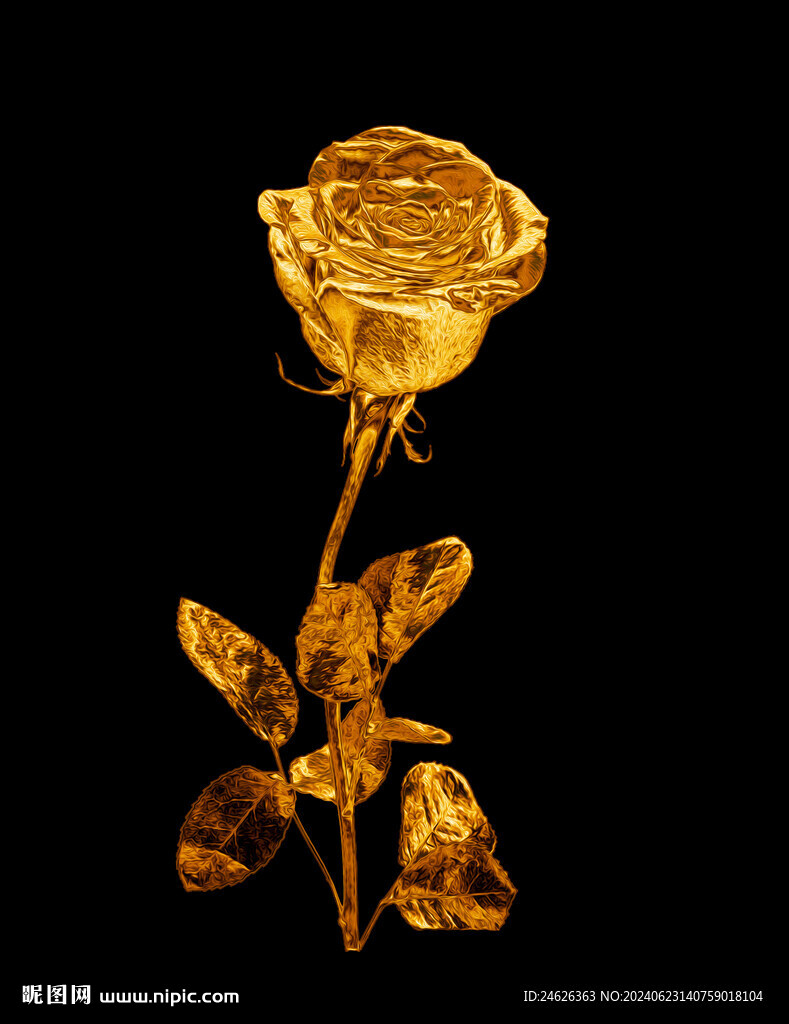 玫瑰花 金属质感