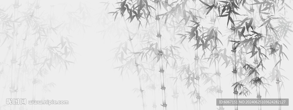 新中式水墨国画竹子背景墙