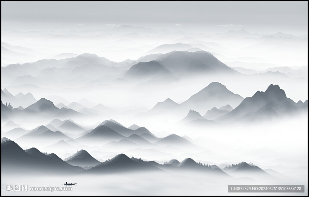 远山近水水墨风景