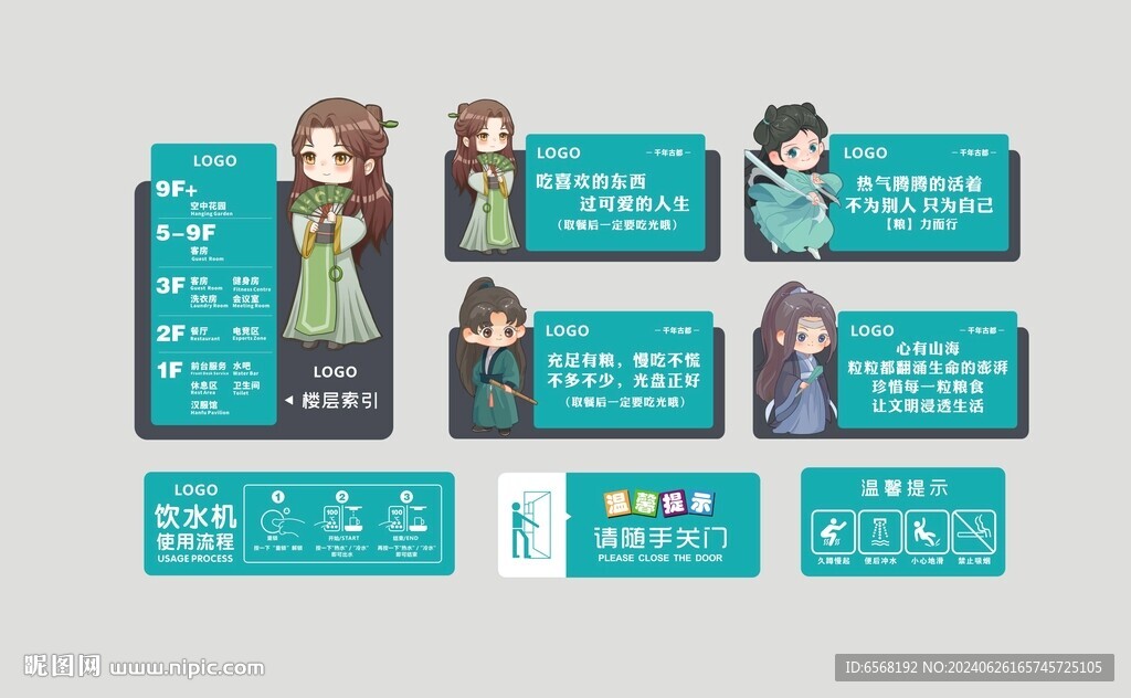 楼层索引牌 古风卡通标识牌