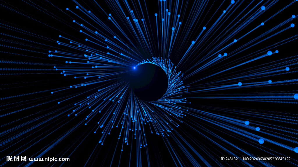 蓝色粒子旋转光线背景AE模板