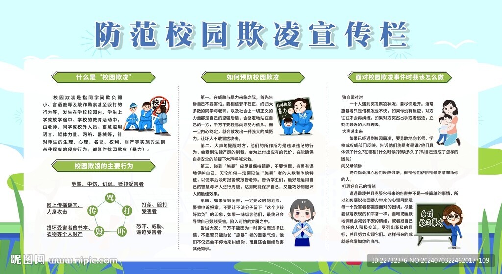 预防防范校园欺凌展板