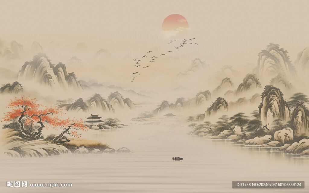 水墨意境山水画