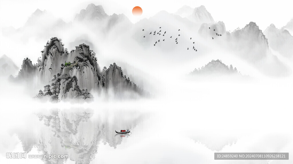 空灵意境水墨画