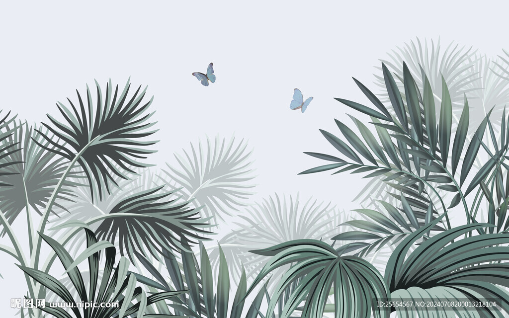 热带植物花朵东南亚雨林背景墙