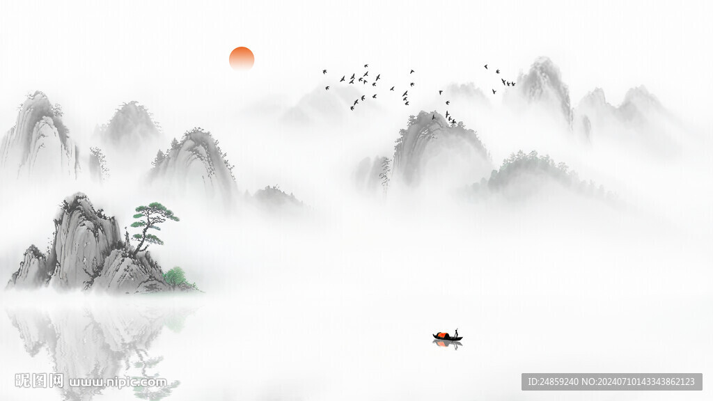 空灵意境水墨画