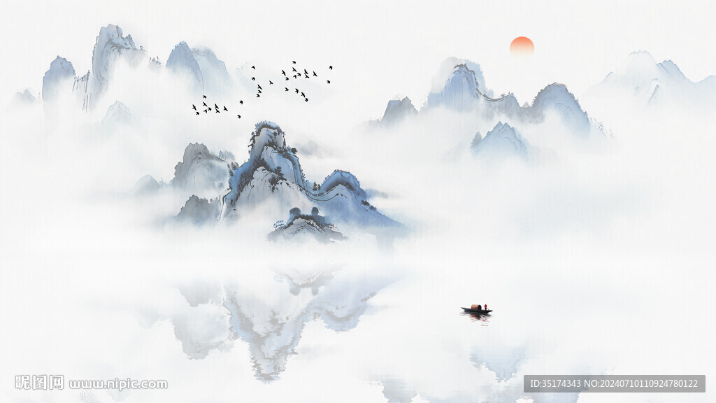 空灵意境水墨画