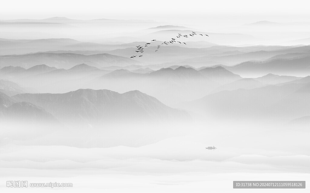 禅意水墨山水画壁纸