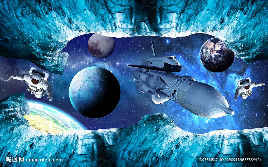 3D唯美宇宙星空背景墙