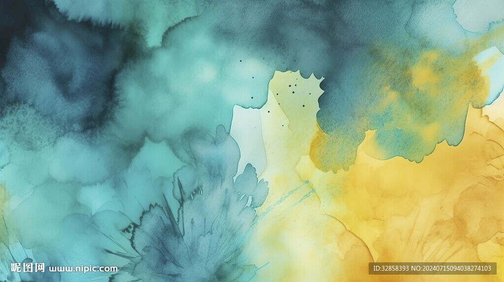黄绿渐变水彩水墨背景