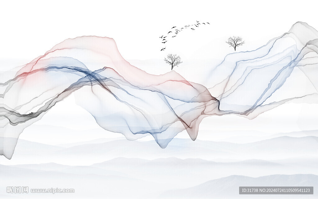 抽象山水水墨画