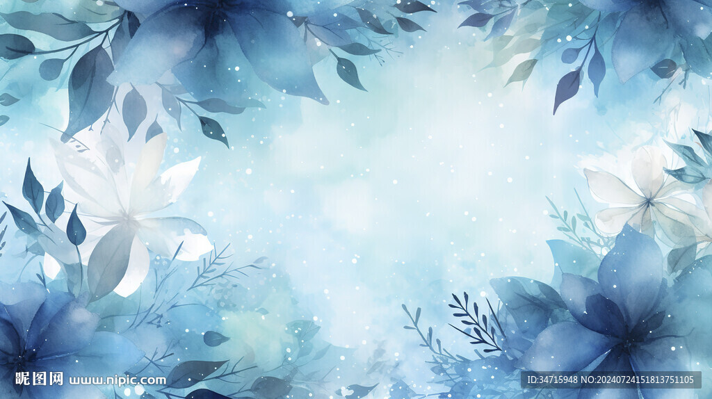 蓝色梦幻卡通手绘背景