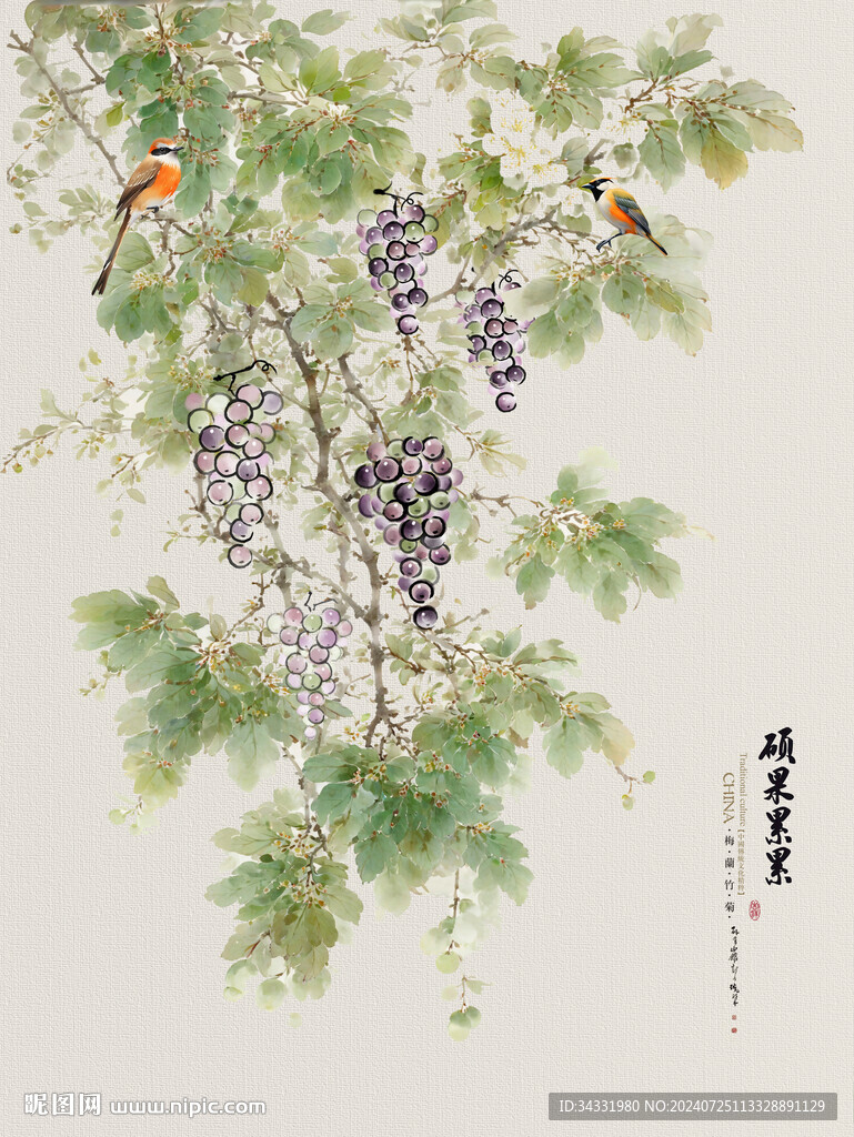 国画葡萄