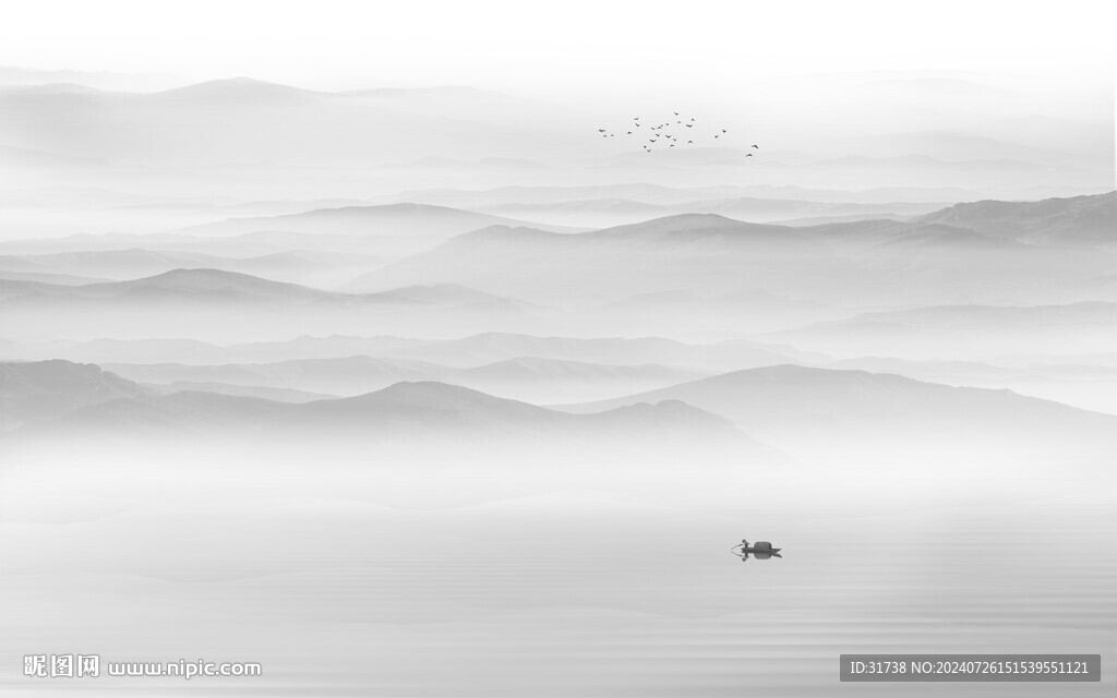 意境水墨山水画