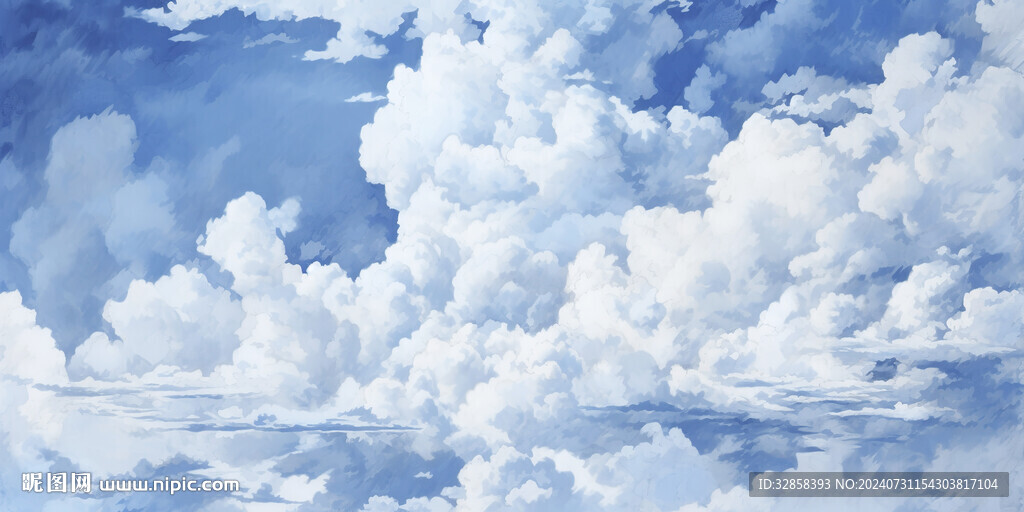 蓝天水墨白云背景