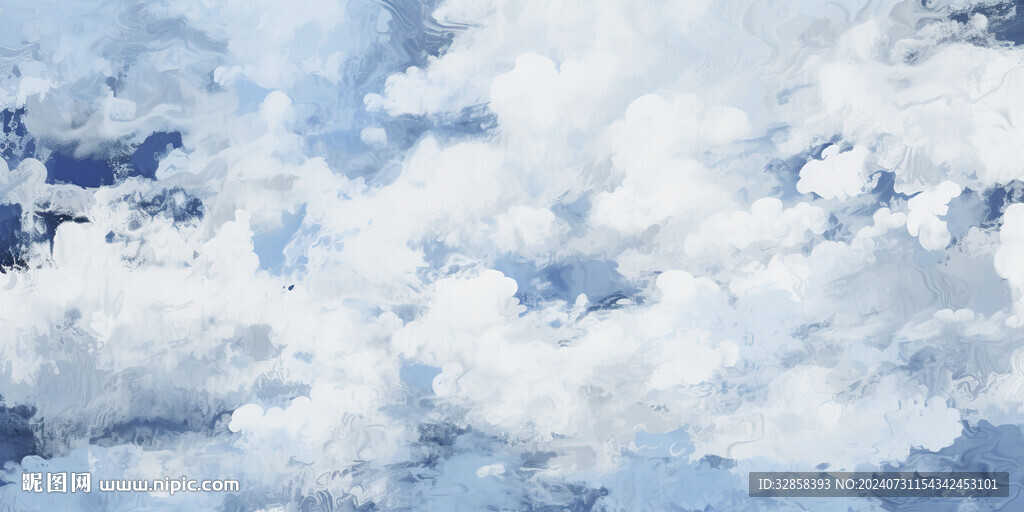 蓝天水墨白云背景