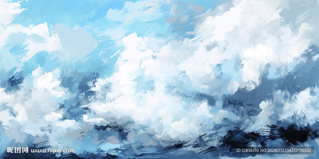 蓝天水墨白云背景