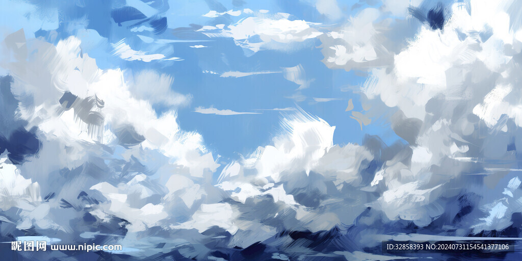 蓝天水墨白云背景