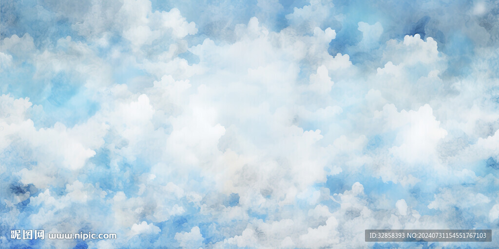 蓝天水墨白云背景