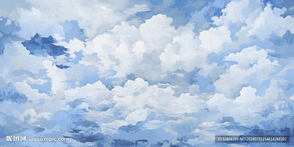 蓝天水墨白云背景