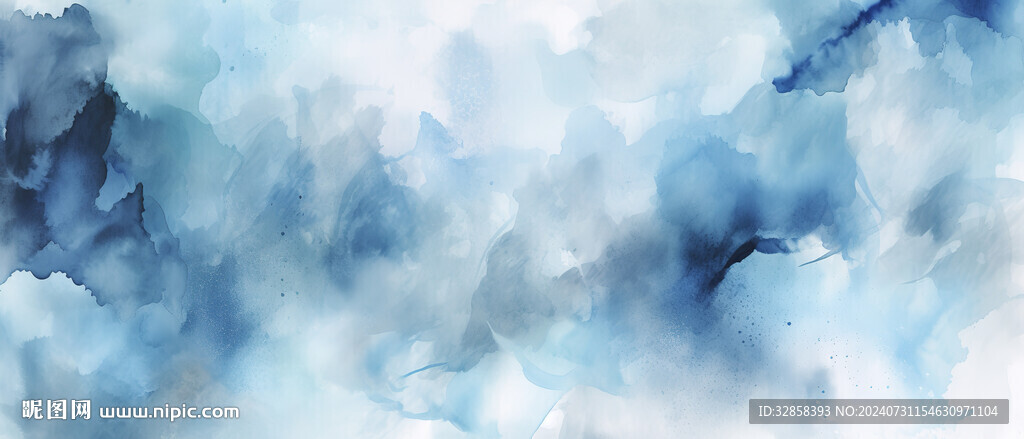 蓝色渐变水彩水墨背景