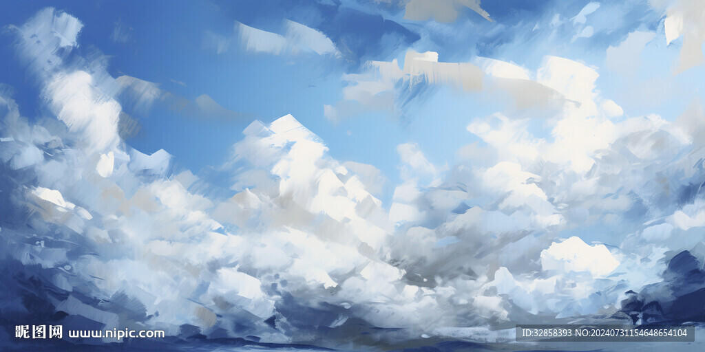 蓝天水墨白云背景