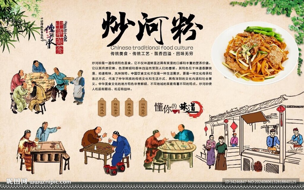 炒河粉背景墙