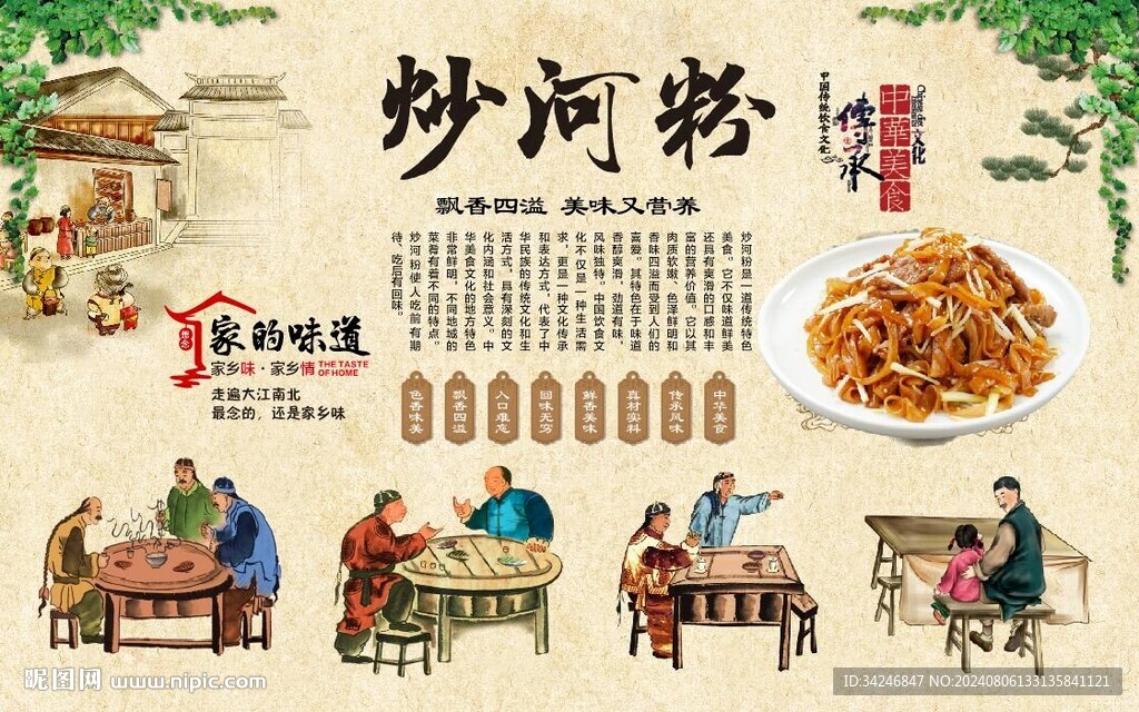 炒河粉背景墙 
