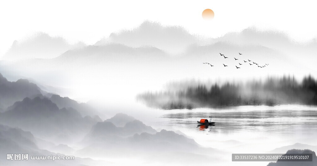 新中式意境山水水墨画