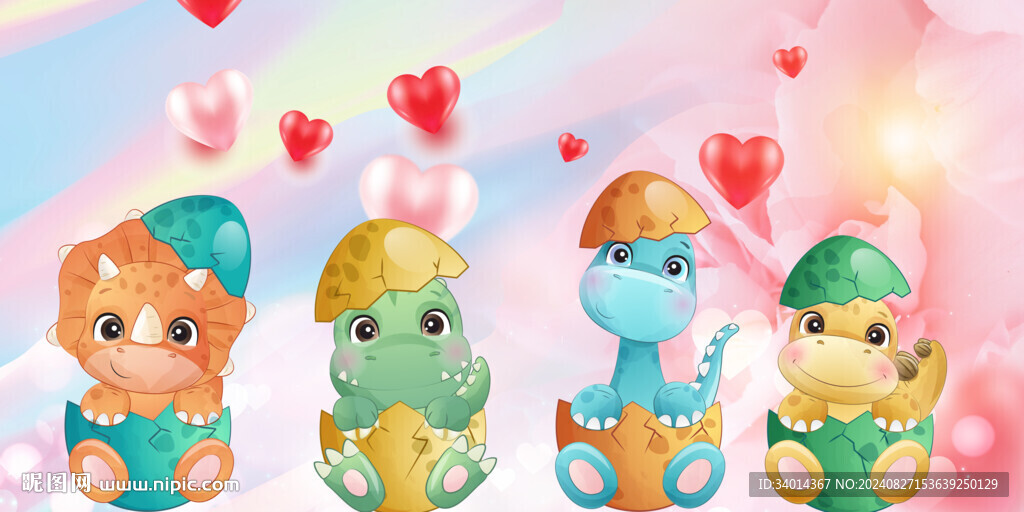 卡通恐龙背景墙