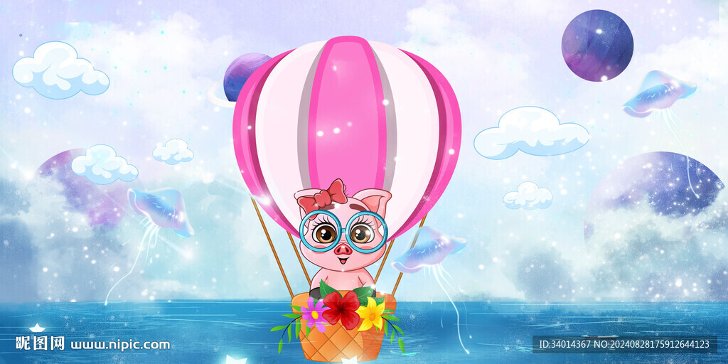 小飞猪卡通儿童房背景