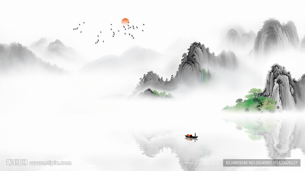 空灵意境水墨画