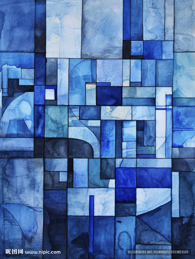 蓝色抽象装饰画