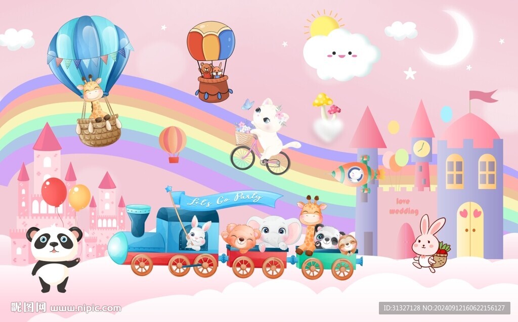 卡通儿童房背景墙图片