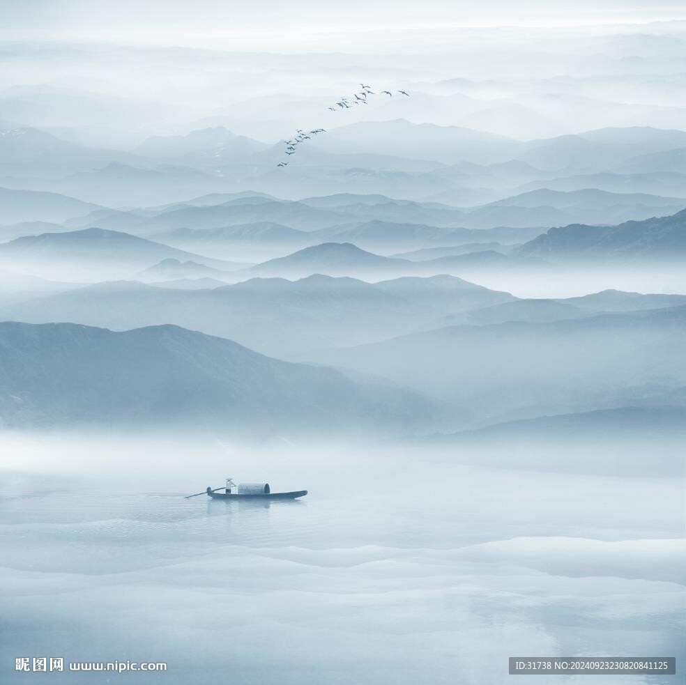 意境水墨山水壁画