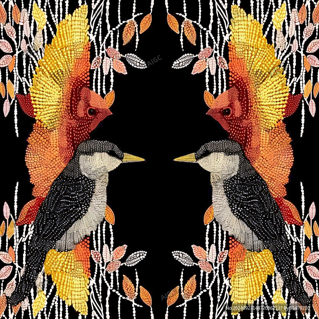 数码印花热带鸟