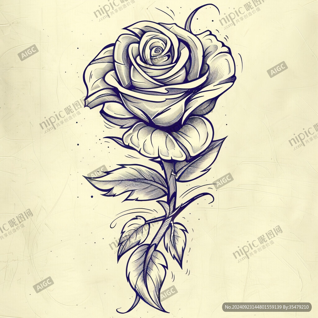 手绘一朵紫色玖瑰