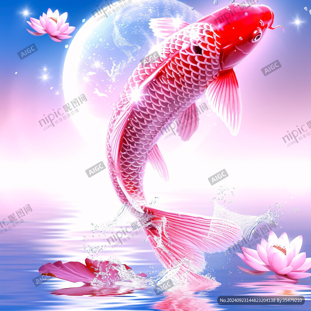 如意锦鲤风景画