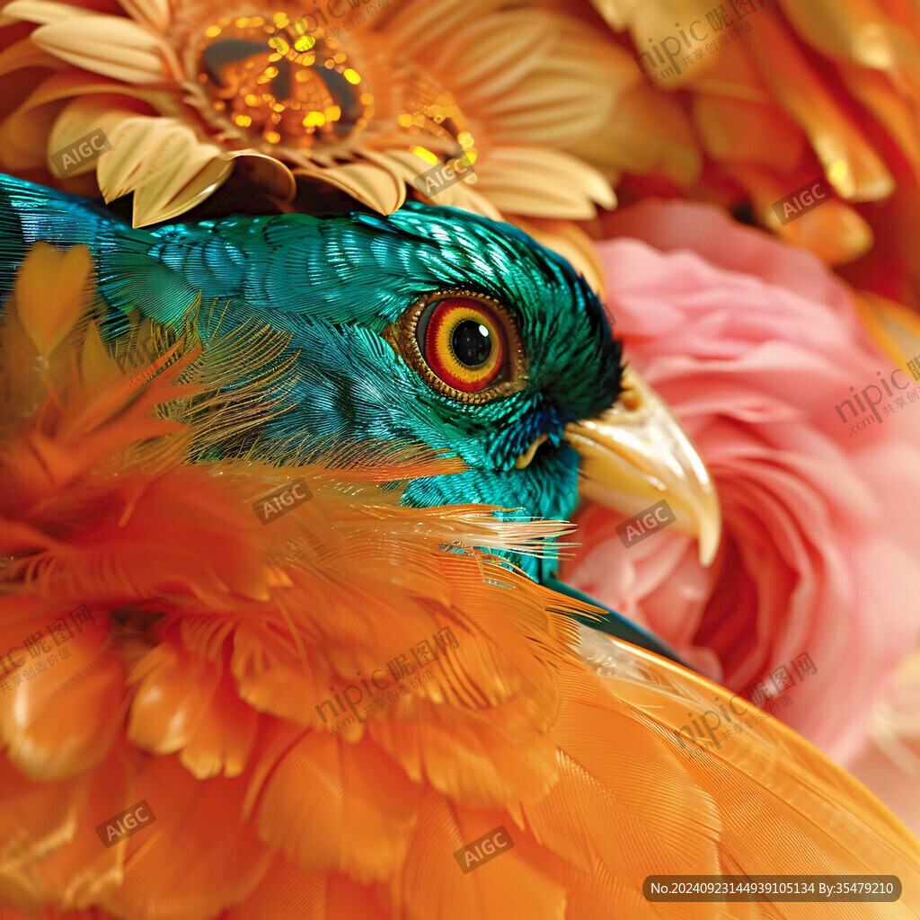 3d立体孔雀花鸟
