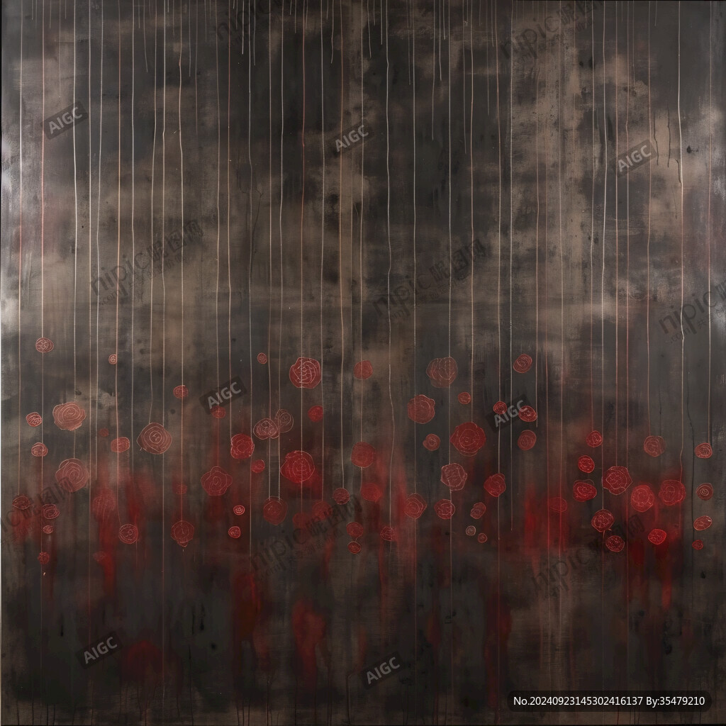 玄关抽象画木格栅背景