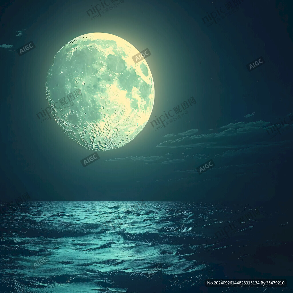 月亮科幻大海