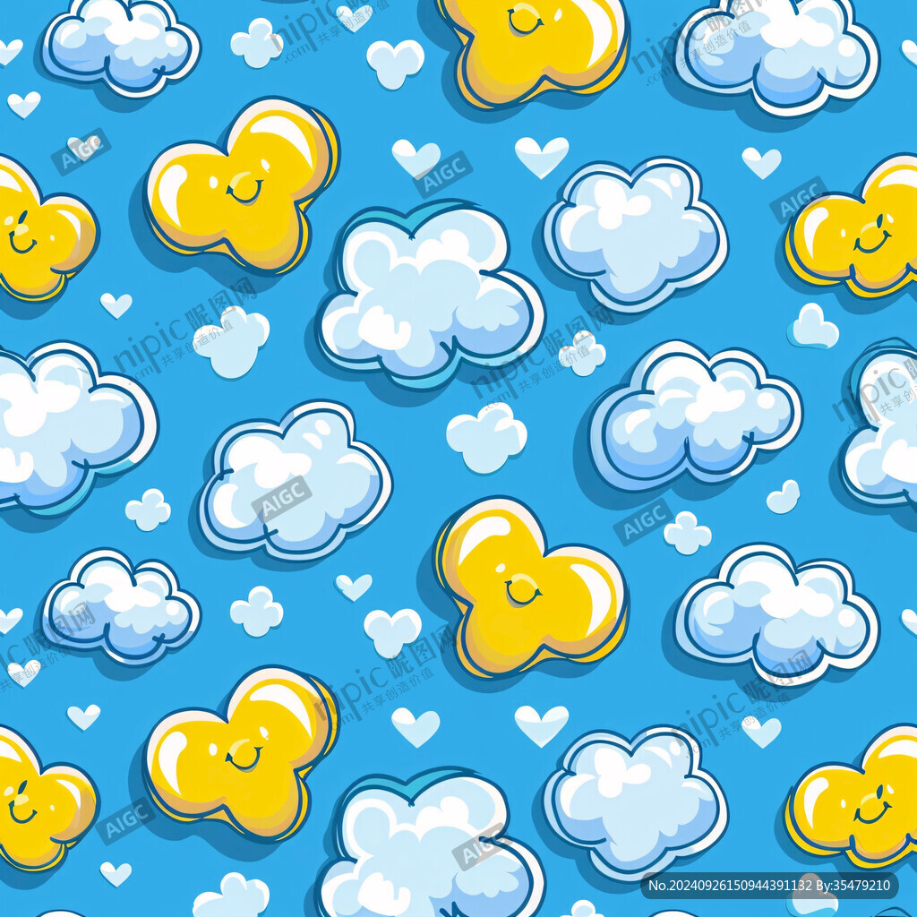 快乐云朵卡通图案