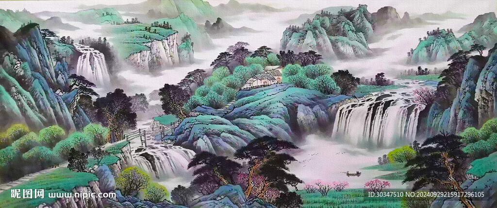 聚宝盆山水画