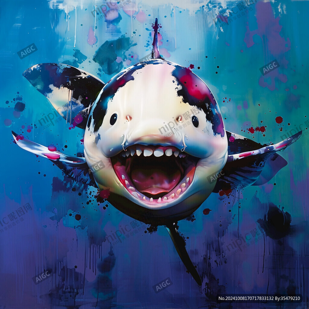 卡通鲨鱼立体画